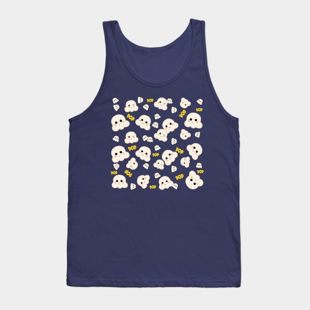 Cute Kawaii Popcorn Pattern Tank Top by valentinahramov